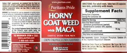 Label for Horny Goat Weed with Maca