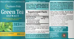 Label for Green Tea Extract 315 mg