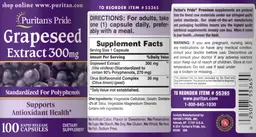 Label for Grapeseed Extract 300 mg