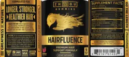Label for Hairfluence Gummies Strawberry