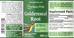 Label for Goldenseal Root 470 mg