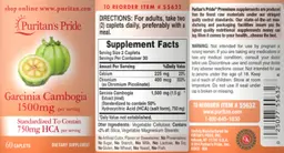 Label for Garcinia Cambogia 1500 mg