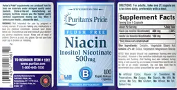 Label for Flush Free Niacin Inositol Nicotinate 500 mg