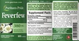 Label for Feverfew 380 mg
