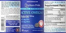 Label for Extra Strength Active Omega-3 Fish Oil 900 mg
