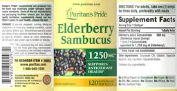 Label for Elderberry Sambucus 1250 mg