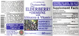 Label for Elderberry + Immune with Echinacea & Vitamin C