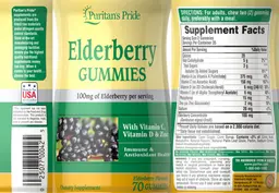 Label for Elderberry Gummies 100 mg Elderberry Flavored