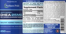 Label for DHEA 25 mg