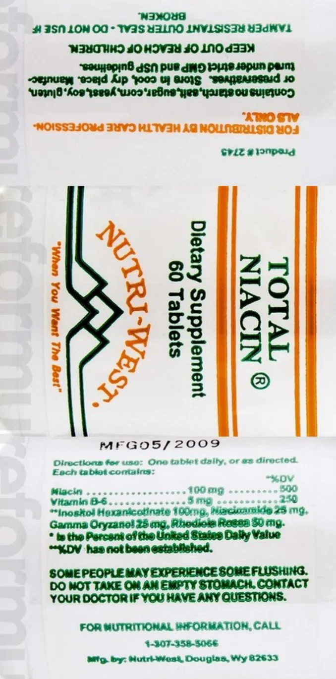 Label for Total Niacin
