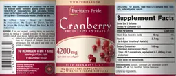 Label for Cranberry Fruit Concentrate