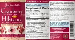 Label for Cranberry Fruit Concentrate plus Hibiscus Extract 50 mg
