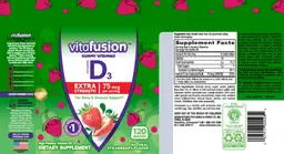 Label for Vitamin D3 75 mcg Extra Strength Natural Strawberry Flavor
