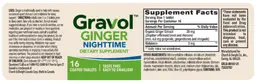 Label for Gravol Ginger Nighttime