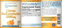 Label for Citrus Bioflavonoids 1000 mg