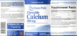 Label for Chewable Calcium 500 mg
