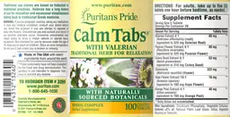 Label for Calm Tabs with Valerian