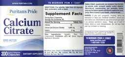 Label for Calcium Citrate