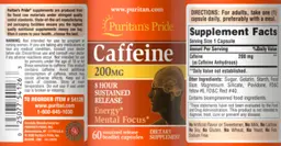 Label for Caffeine 200 mg