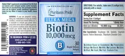 Label for Ultra Mega Biotin 10,000 mcg