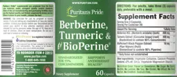Label for Berberine, Turmeric & BioPerine