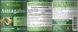 Label for Astragalus 470 mg