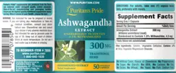 Label for Ashwagandha Extract 300 mg