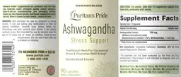 Label for Ashwagandha