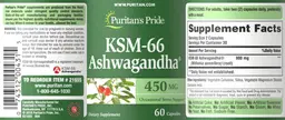 Label for KSM-66 Ashwagandha 450 mg