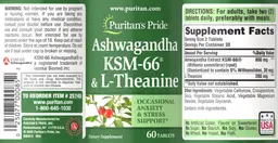 Label for Ashwagandha KSM-66 & L-Theanine