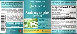 Label for Andrographis Extract 1000 mg