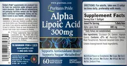 Label for Alpha Lipoic Acid 300 mg
