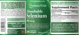 Label for Absorbable Selenium 200 mcg