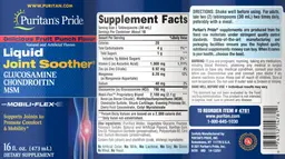 Label for Liquid Joint Soother Glucosamine Chondroitin MSM Delicious Fruit Punch Flavor