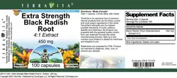Label for Extra Strength Black Radish Root 450 mg 4:1 Extract