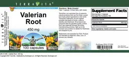Label for Valerian Root 450 mg