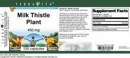 Label for Milk Thistle Plant 450 mg