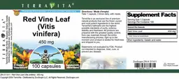 Label for Red Vine Leaf (Vitis Vinifera) 450 mg