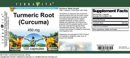 Label for Turmeric Root (Curcuma) 450 mg