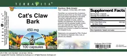 Label for Cat's Claw Bark 450 mg
