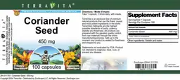 Label for Coriander Seed 450 mg
