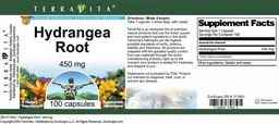 Label for Hydrangea Root 450 mg