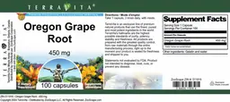 Label for Oregon Grape Root 450 mg