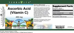 Label for Ascorbic Acid (Vitamin C) 450 mg