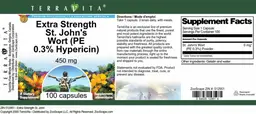 Label for Extra Strength St. John's Wort (PE 0.3% Hypericin) 450 mg