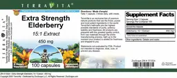 Label for Extra Strength Elderberry 450 mg 15:1 Extract