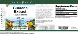 Label for Guarana Extract - 22% Caffeine 450 mg