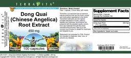 Label for Dong Quai (Chinese Angelica) Root Extract 450 mg