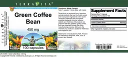 Label for Green Coffee Bean 450 mg