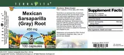 Label for Mexican Sarsaparilla (Gray) Root 450 mg